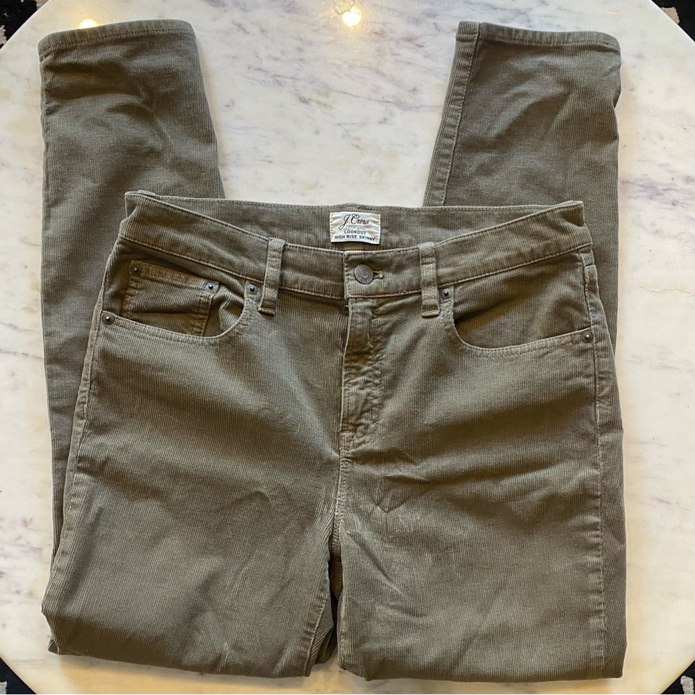 J. Crew 29P Olive Lookout High Rise Skinny Corduroy Pants Size 29 Petite